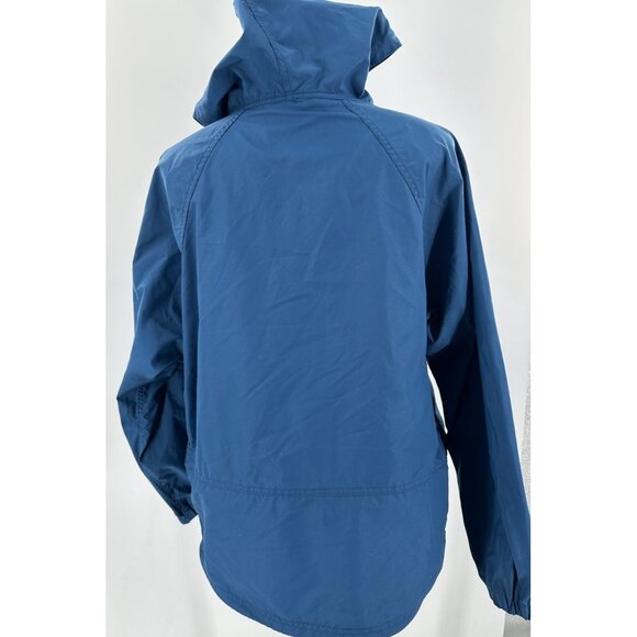 L.L. Bean Women's Pullover 1/4 Zip Windbreaker Jacket Blue Hood Medium Pocket - Picture 7 of 11